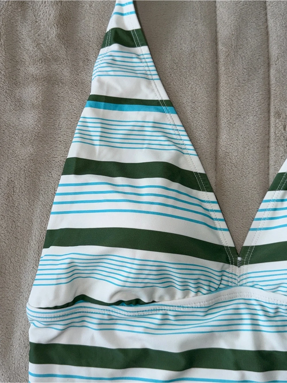 RAD Swim Kimber Tankini Set Size Large Green Blue Striped Boyshort Swimsuit